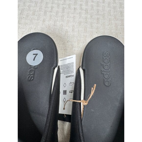 Adidas Adilette Comfort Flip Flops Mens Size 7 Black & White Synthetic Material - Picture 3 of 7